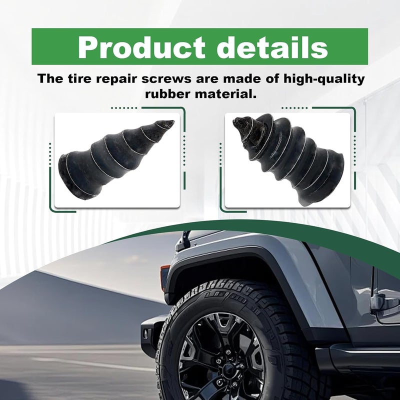 LTDCVTR Tire Repair Rubber Nail, Spiral Rubber Nails & Screw Plugs Tire Repair Kit Self-Service Vacuum Tire Puncture Repair Tool for Car, Motorcycle, Truck, Tractor, Jp -Reliable Tire Repair (100Pcs) - Image 5
